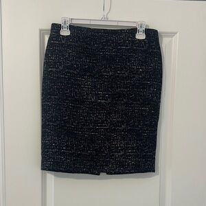 Ann Taylor Black and Gold Tweed Pencil Skirt
